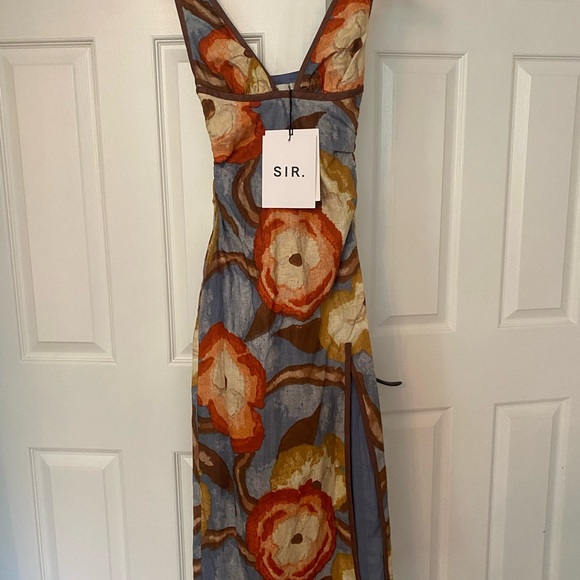 SIR the label | Dresses | Sir The Label Brown Blue Sleeveless Vneck Maxi  Sundress | Poshmark
